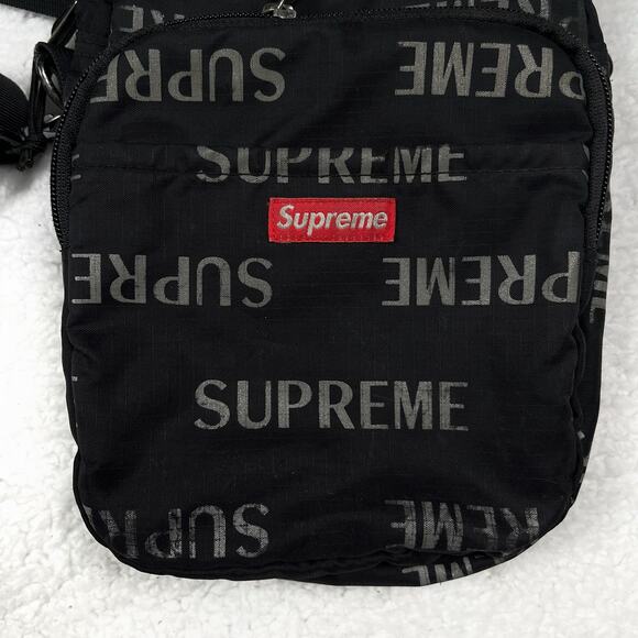 Rare Authentic Supreme FW16 3M Reflective Repeat Black Shoulder Bag Streetwear - Picture 3 of 16